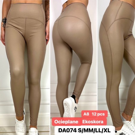 Legginsy Damskie z Ekoskóry - Ocieplane  Rozmiar: S/M M/L L/XL  Kod: A08-DA074