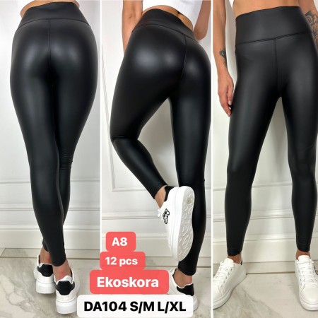 Legginsy Damskie z Ekoskóry - Ocieplane  Rozmiar: S/M L/XL Kod: A08-DA104