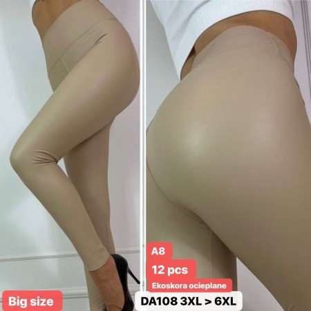 Legginsy Damskie z Ekoskóry - Ocieplane  Rozmiar: 3-6XL Kod: A08-DA108