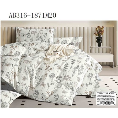 Komplet Pościeli 100% Bawełna 3-Częściowy Rozmiar: 160x200 cm Kod 16A-1871