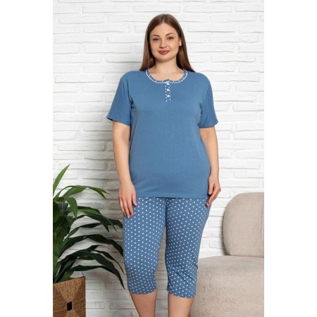 Bawełniana Piżama Damska Plus Size LaPenna 14334 Rozm : XL-4XL
