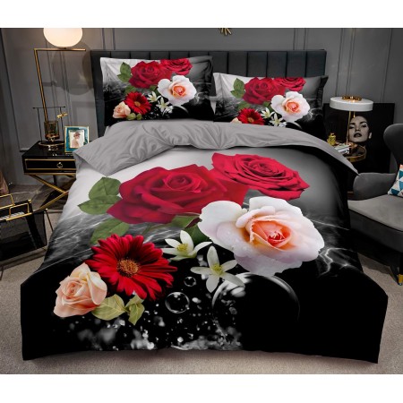 Komplet Pościeli 3D 100% Bawełna/Satyna 4-Częściowy Rozmiar: 200X220 cm Kod: ABB-19