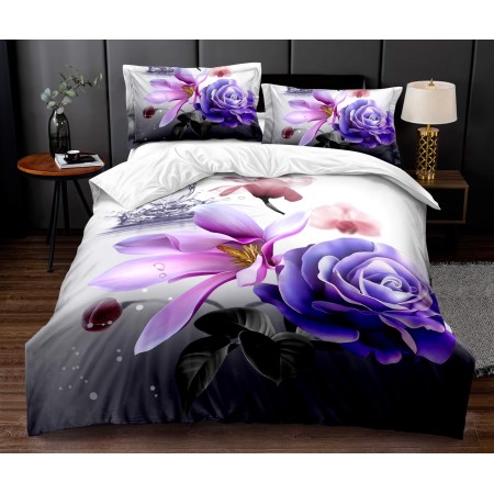 Komplet Pościeli 3D 100% Bawełna/Satyna 4-Częściowy Rozmiar: 200X220 cm Kod: ABB-22