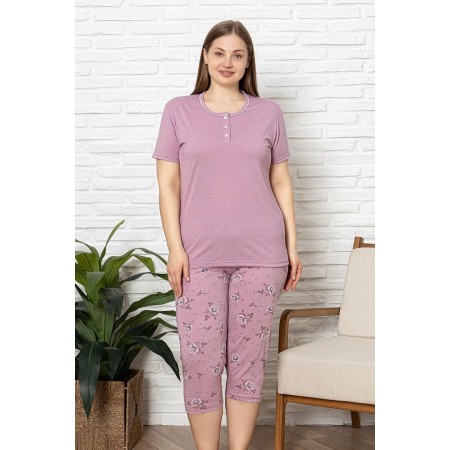 Bawełniana Piżama Damska Plus Size LaPenna 14335 Rozm : XL-4XL