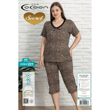 Piżama Damska z Wiskozy Plus Size Cocoon Secret Kod: V 221 KK Rozm. XL-3XL