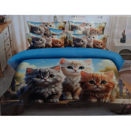 Komplet Pościeli 3D 100% Bawełna/Satyna 4-Częściowy Rozmiar: 160X200 cm Kod: ZZ-E18