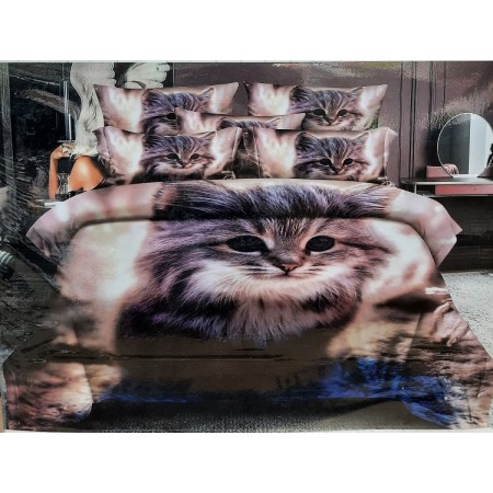 Komplet Pościeli 3D 100% Bawełna/Satyna 4-Częściowy Rozmiar: 160X200 cm Kod: ZZ-E23