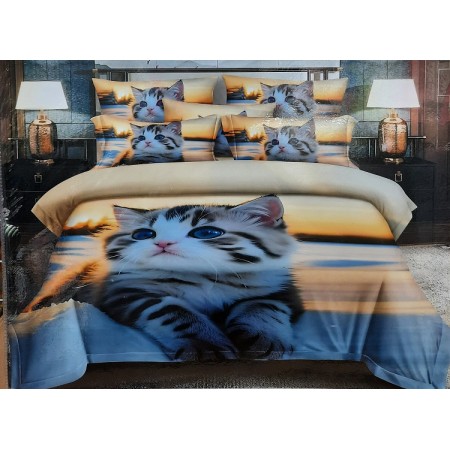Komplet Pościeli 3D 100% Bawełna/Satyna 4-Częściowy Rozmiar: 160X200 cm Kod: ZZ-E25