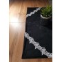 Bieżnik welurowy CZARNY-BIAŁY 40x180 cm Kod: 15B-22920c