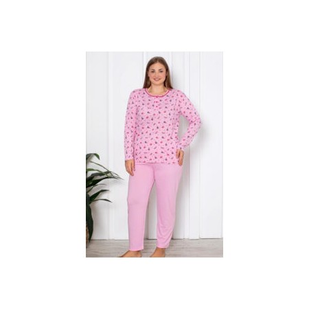 Bawełniana Piżama Damska Plus Size LaPenna Kod: 12058 Rozm : XL-4XL